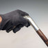 Antique British brown shaft sterling silver horsehead handle walking stick 92cm Emma Blumenstein