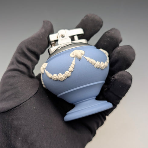 British vintage Wedgwood Jasperware Ronson oil lighter, vase shape