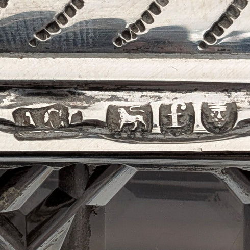 1901 British antique square cut glass jar with pure silver lid The Alexander Clark