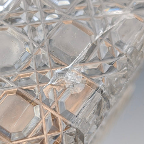 1901 British antique square cut glass jar with pure silver lid The Alexander Clark