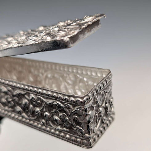 Antique British silver plated trinket box