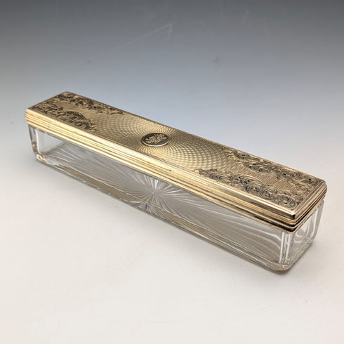 1843 年英國古董鍍金銀蓋玻璃飾品盒,威廉尼爾製作