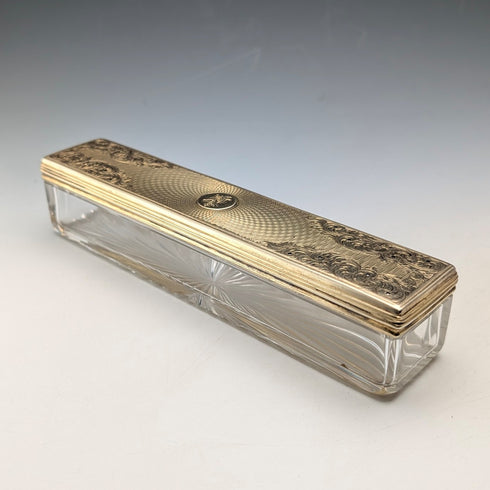 1843 年英國古董鍍金銀蓋玻璃飾品盒,威廉尼爾製作