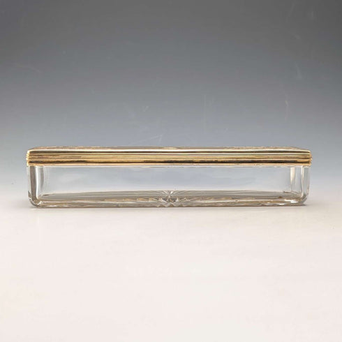 1843 British antique gilt silver lid glass trinket box by William Neale