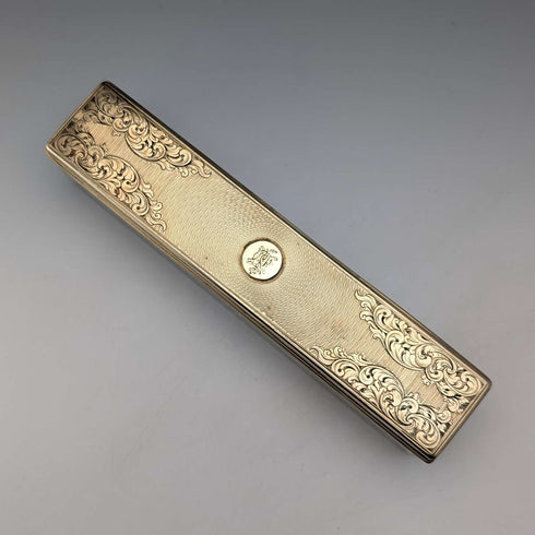 1843 British antique gilt silver lid glass trinket box by William Neale