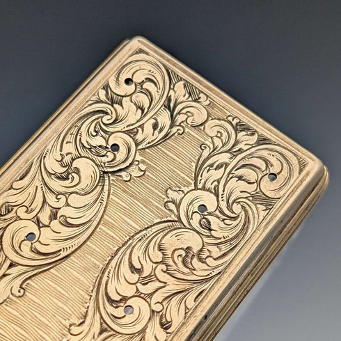 1843 British antique gilt silver lid glass trinket box by William Neale