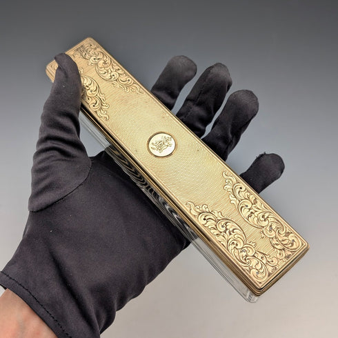 1843 年英國古董鍍金銀蓋玻璃飾品盒,威廉尼爾製作