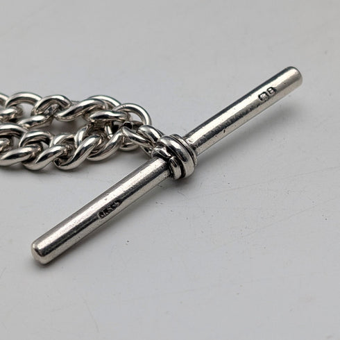 1900年頃 英国アンティーク 純銀製 極太アルバートチェーン 71g 亀チャームフォブ