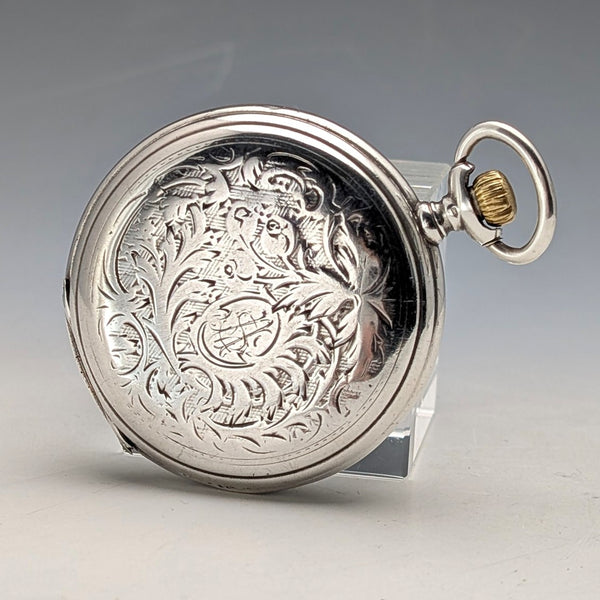 約 1911 年古董浪琴懷錶,銀色側面獵錶殼,羅馬數字,工作狀態良好