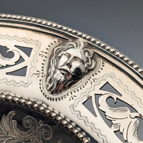 1870年 英国アンティーク シルバープレート製 可動ハンドルバスケット Thomas Bradbury&Sons