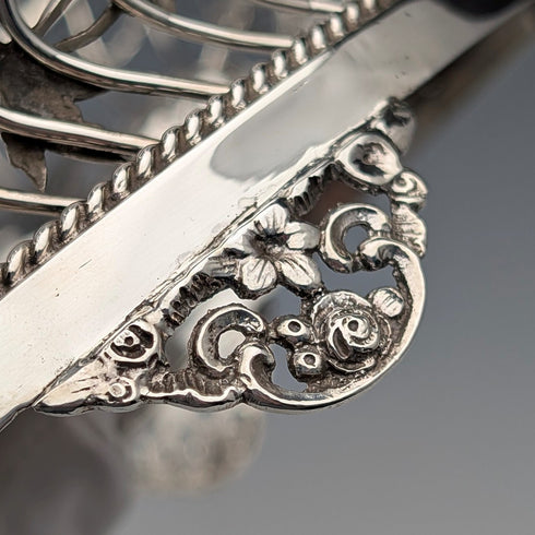 1907年英國古董花鳥裝飾純銀碗碟378克William Comyns