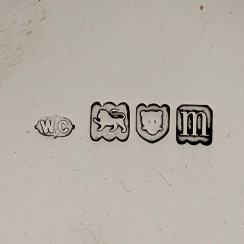 1907年英國古董花鳥裝飾純銀碗碟378克William Comyns