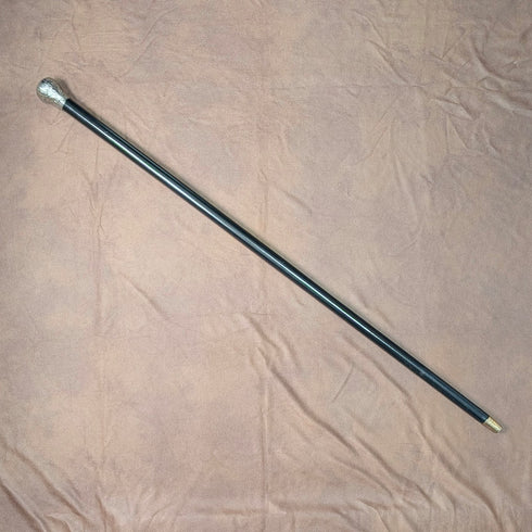 約 1900 年古董黑桿純銀圓柄手杖 88 厘米