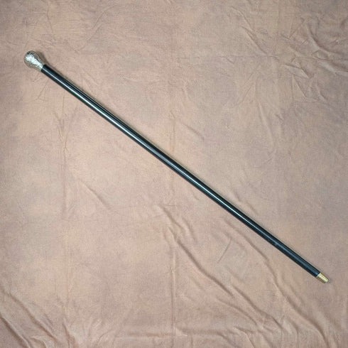 1900年頃 アンティーク ブラックシャフト 純銀製ロンデルハンドル ステッキ 杖 88cm