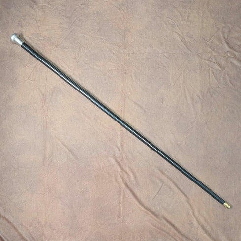 1921 年 Rikuni 古董黑桿純銀圓柄手杖 91 厘米