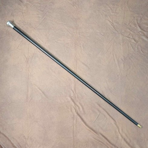 1921年 理国アンティーク ブラックシャフト 純銀製ロンデルハンドル ステッキ 杖 91cm