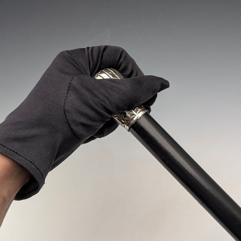 約 1900 年古董黑桿純銀圓柄手杖 88 厘米