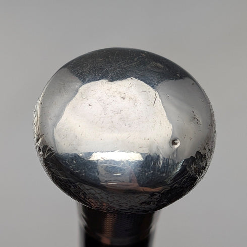 1921 年 Rikuni 古董黑桿純銀圓柄手杖 91 厘米