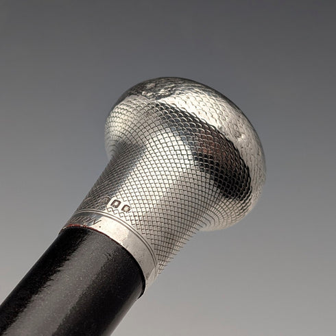 1921 年 Rikuni 古董黑桿純銀圓柄手杖 91 厘米