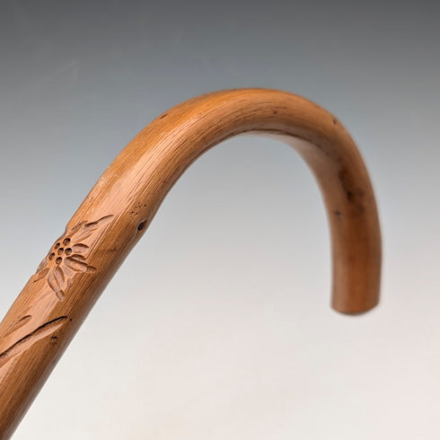 法國復古彎柄旅遊手杖 棕褐色桿 78厘米