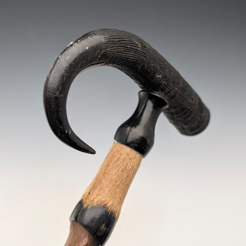 復古麂皮角和腿柄男士手杖棕色桿 91 厘米