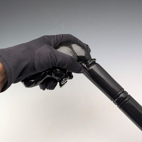 復古粗黑桿犀牛雕刻手柄手杖 83 厘米