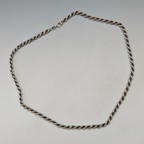 英国ヴィンテージ 純銀製 ツイストチェーン ネックレス46cm 12g NJS