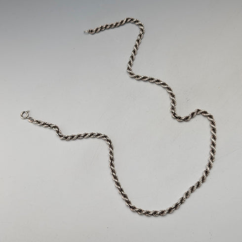英国ヴィンテージ 純銀製 ツイストチェーン ネックレス46cm 12g NJS