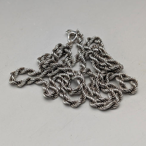 英国ヴィンテージ 純銀製 ツイストチェーン ネックレス62cm 16g JM