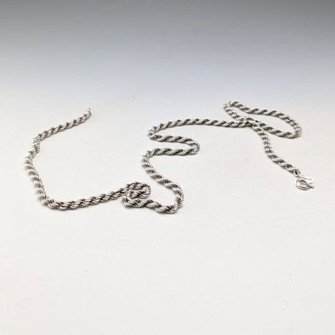 英国ヴィンテージ 純銀製 ツイストチェーン ネックレス62cm 16g JM