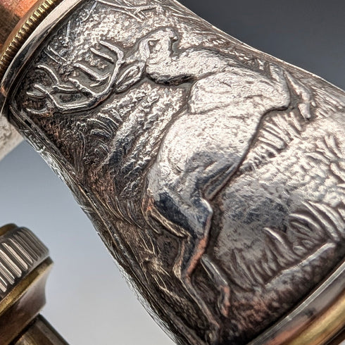 Circa 1900 Antique Silver Plate Hunting Decoration Opera Glasses Binoculars