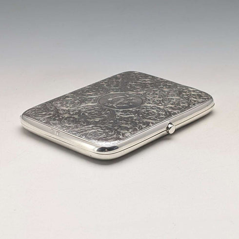 1895 British antique sterling silver double door card case, 123g, Deakin & Francis