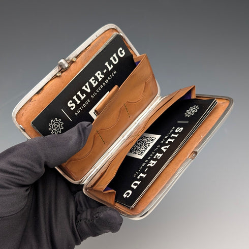 1895 年英國古董純銀雙門卡片盒,123 克,Deakin & Francis