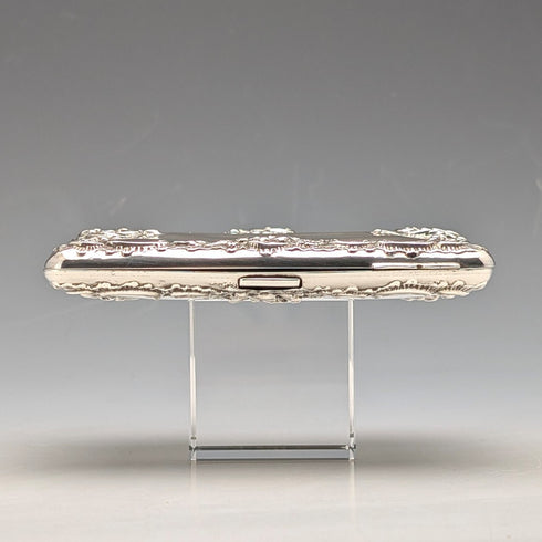 1898 年英國古董浮雕純銀雙門卡片盒,101 克,亨利馬修斯