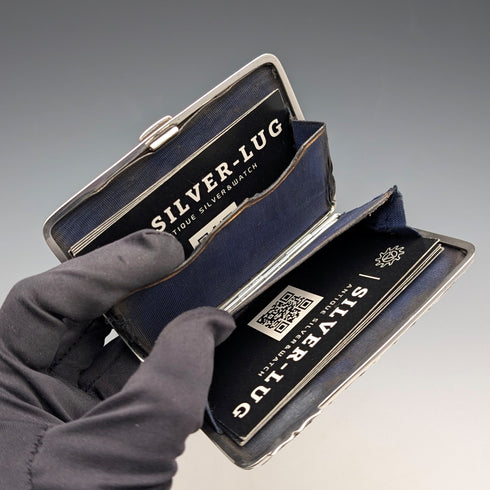 1898 年英國古董浮雕純銀雙門卡片盒,101 克,亨利馬修斯