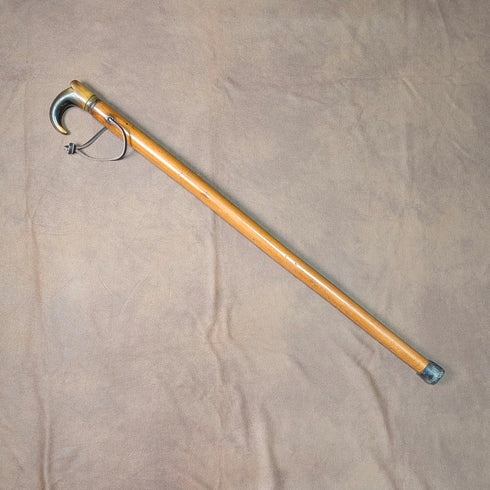 復古馬六甲藤條桿角柄小拐杖手杖 63 厘米