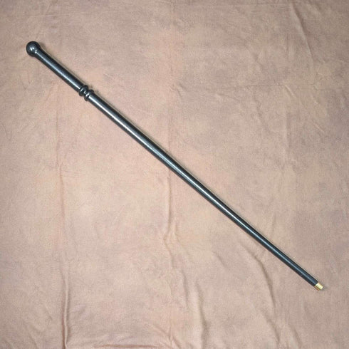 Vintage black shaft rondelle handle walking stick 85cm