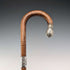 1906 British antique brown shaft, curved handle, pure silver decoration, walking stick, 80cm