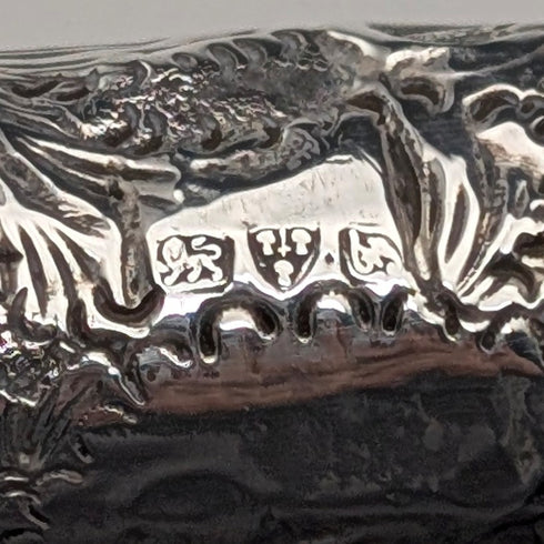 1906 British antique brown shaft, curved handle, pure silver decoration, walking stick, 80cm