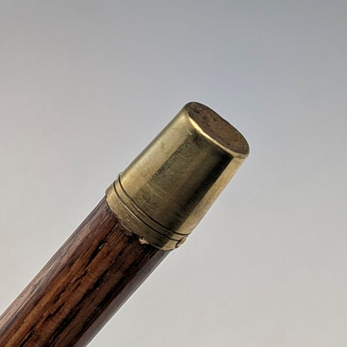 1906 British antique brown shaft, curved handle, pure silver decoration, walking stick, 80cm