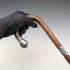 1906 British antique brown shaft, curved handle, pure silver decoration, walking stick, 80cm