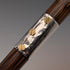 Circa 1930 British vintage brown shaft, curved handle, sterling silver decoration, walking stick, 89cm