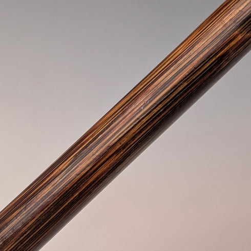 Circa 1930 British vintage brown shaft, curved handle, sterling silver decoration, walking stick, 89cm