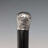 1889 British antique black shaft sterling silver rondelle handle lightweight walking stick 88cm