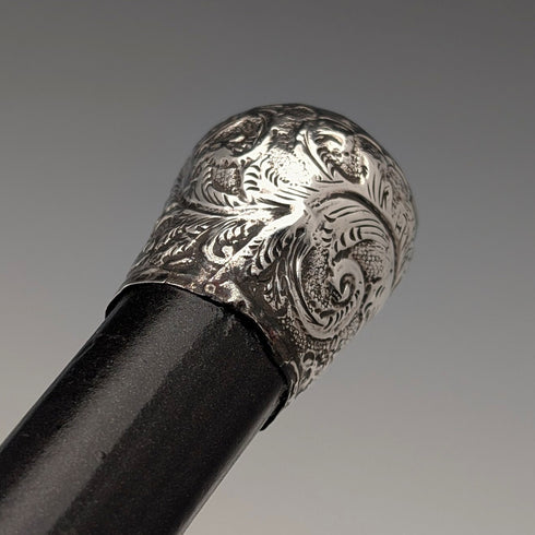 1889 年英國古董黑軸純銀圓柄輕便手杖 88 厘米