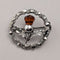 Vintage British sterling silver amber stone round brooch, Ward Brothers