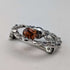 Vintage British sterling silver amber stone round brooch, Ward Brothers