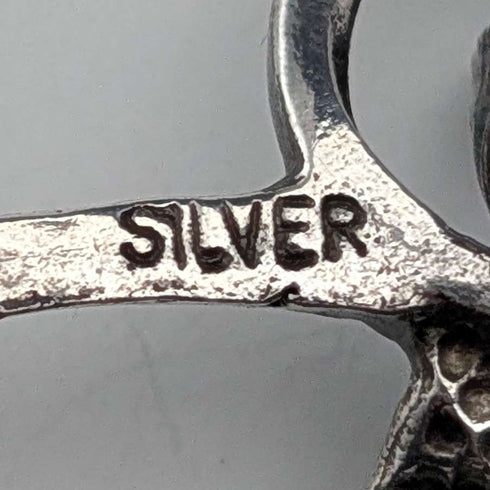 Vintage Silver Floral Decorated Purple Stone Twig Brooch
