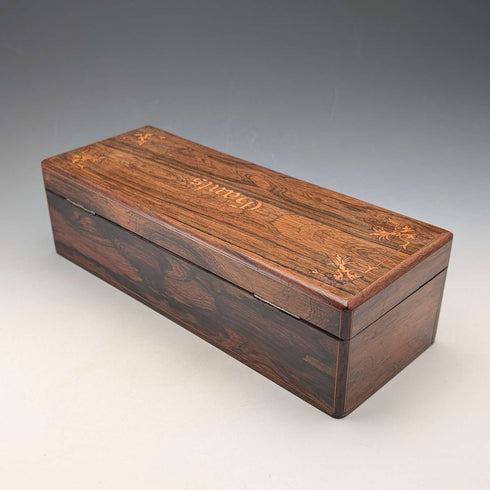 Late 19th Century French Antique Inlaid Wooden Glove Box