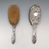 1910 British antique pure silver decorated handle hairbrush pair J&R Griffin